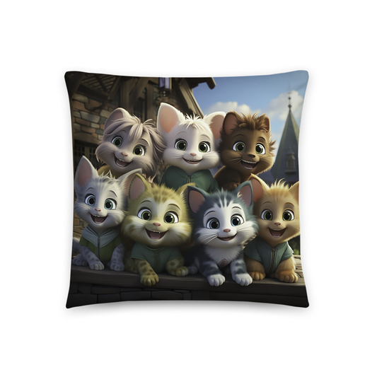 Cat Throw Pillow Sunlit Mischief Photorealistic Cat Polyester Decorative Cushion 18x18