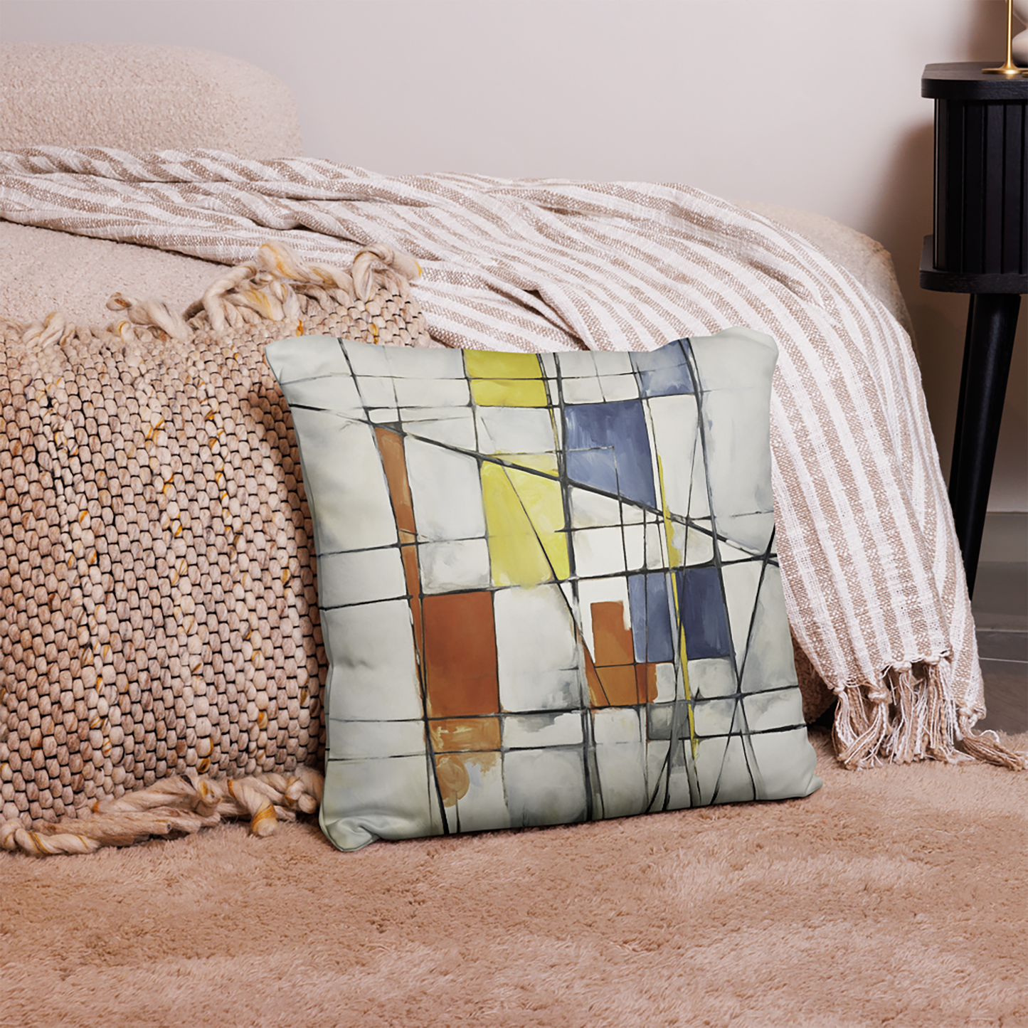 Abstract Throw Pillow Square Fusion Polyester Decorative Cushion 18x18