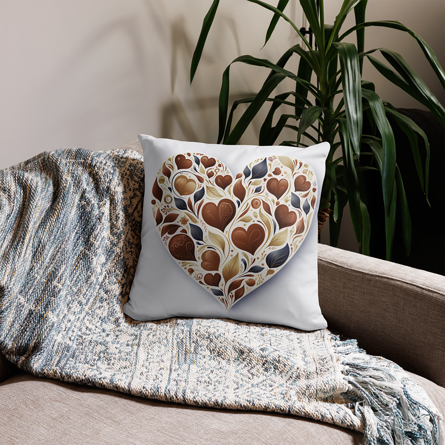 Heart Throw Pillow Blossoming Hearts Polyester Decorative Cushion 18x18