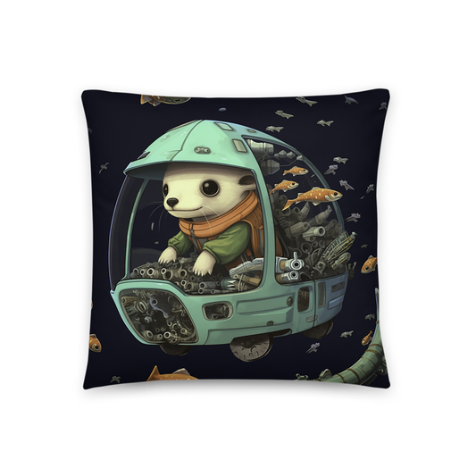 Future Throw Pillow Submarine Chihuahua Polyester Decorative Cushion 18x18