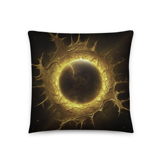 Space Throw Pillow Golden Aura Sun Polyester Decorative Cushion 18x18