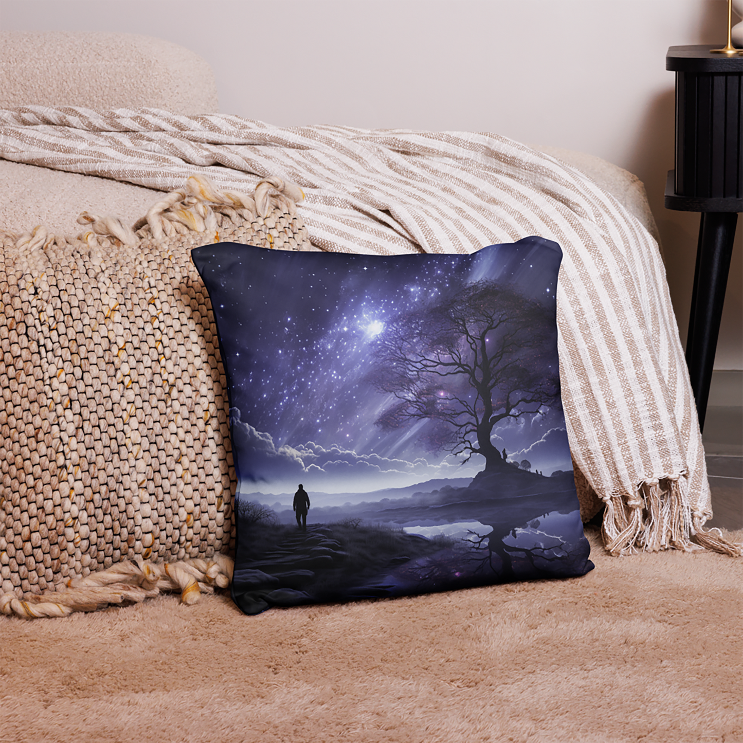 Space Throw Pillow Otherworldly Visions Serenity Polyester Decorative Cushion 18x18