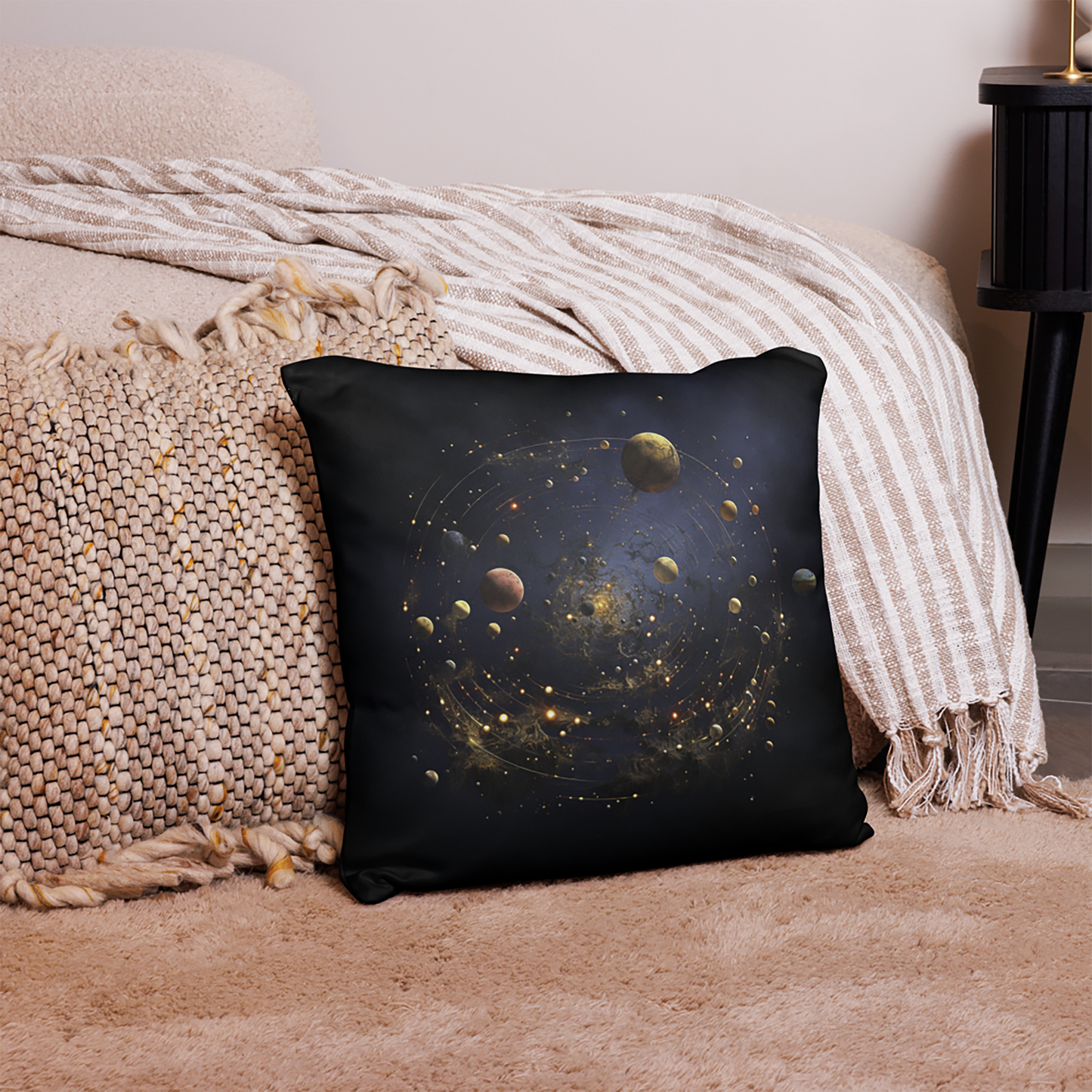 Space Throw Pillow Spiral Solar System Dream Polyester Decorative Cushion 18x18