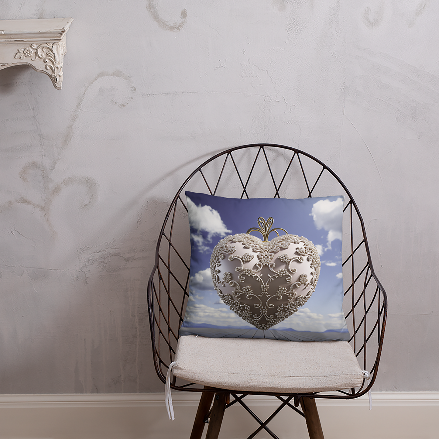 Heart Throw Pillow Opulent Glass Heart Polyester Decorative Cushion 18x18