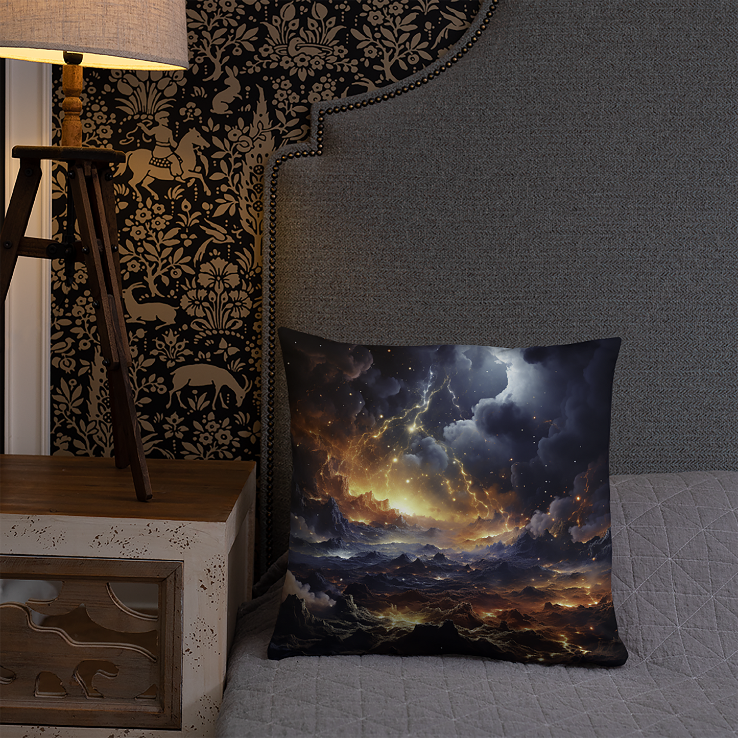 Space Throw Pillow Epic Fantasy Deep Space Polyester Decorative Cushion 18x18