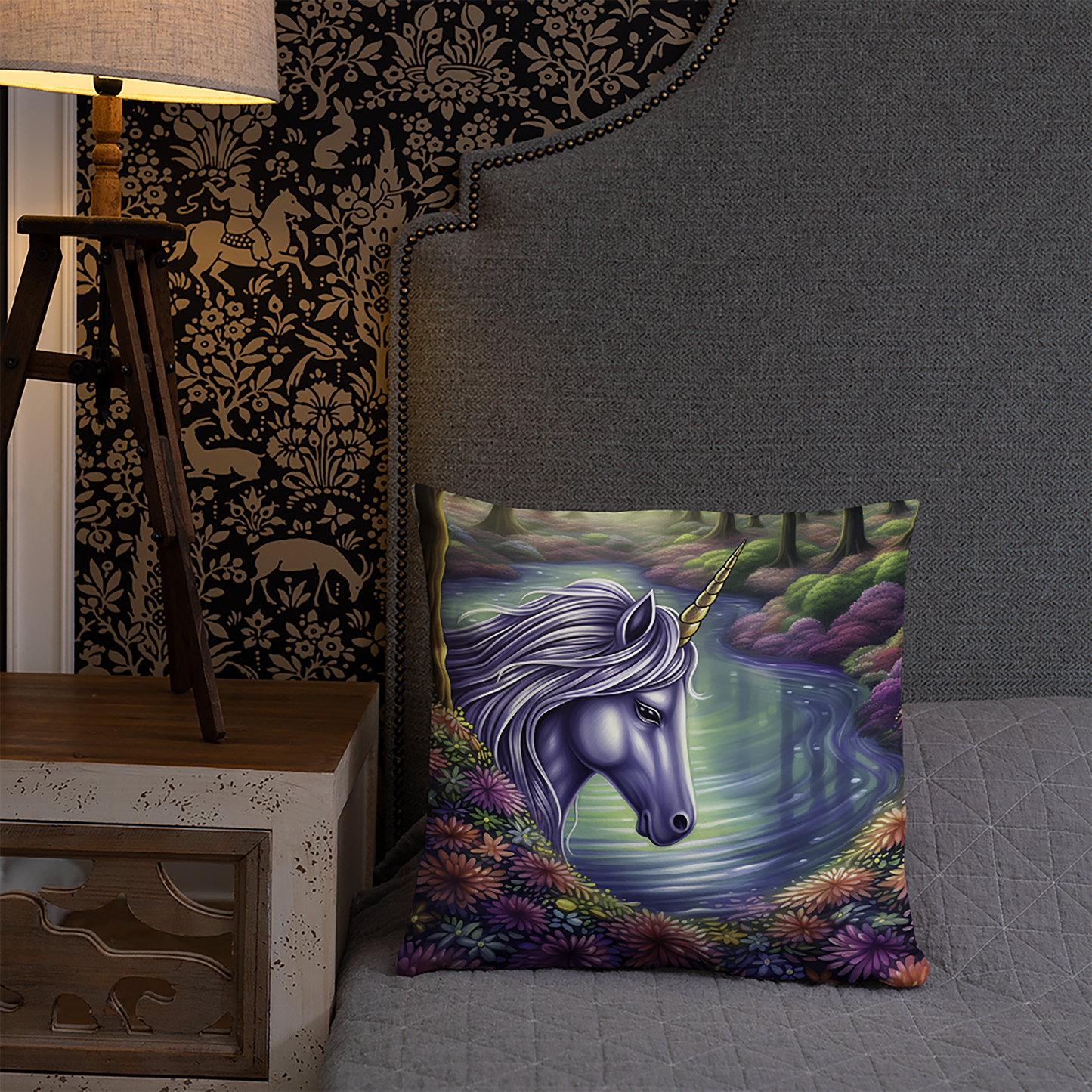 Unicorn Throw Pillow Lakeside Unicorn Splendor Decorative Cushion 18x18