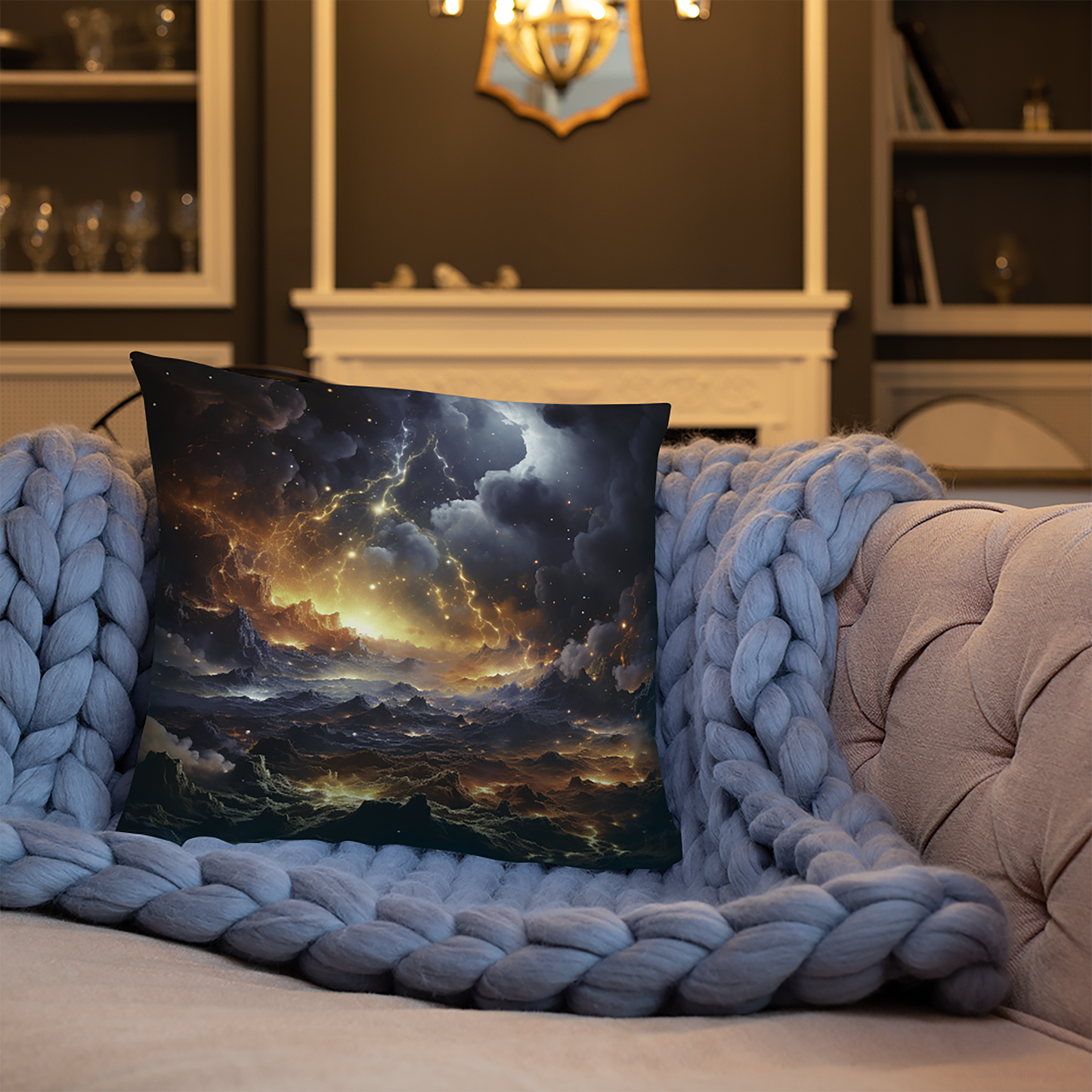 Space Throw Pillow Epic Fantasy Deep Space Polyester Decorative Cushion 18x18
