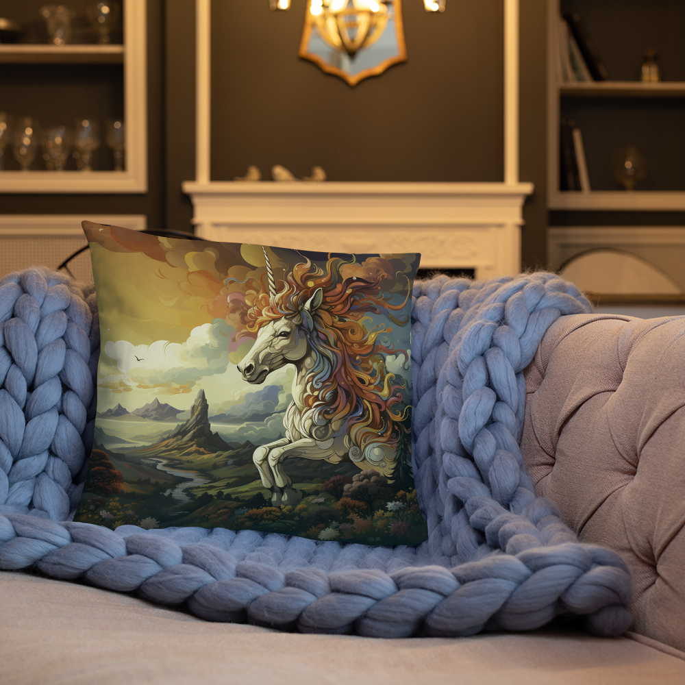 Unicorn Throw Pillow Colorful Wilderness Decorative Cushion 18x18