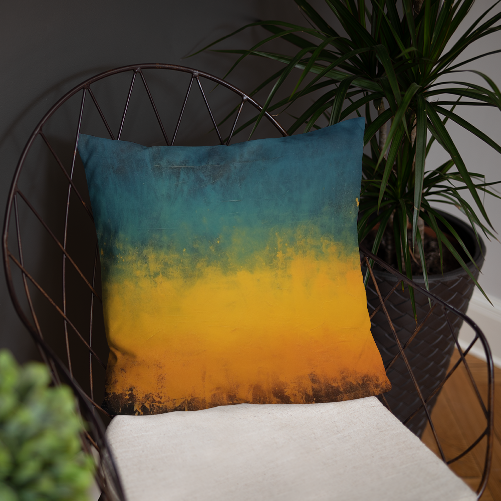 Abstract Throw Pillow Emotive Sunset Color Field Polyester Decorative Cushion 18x18