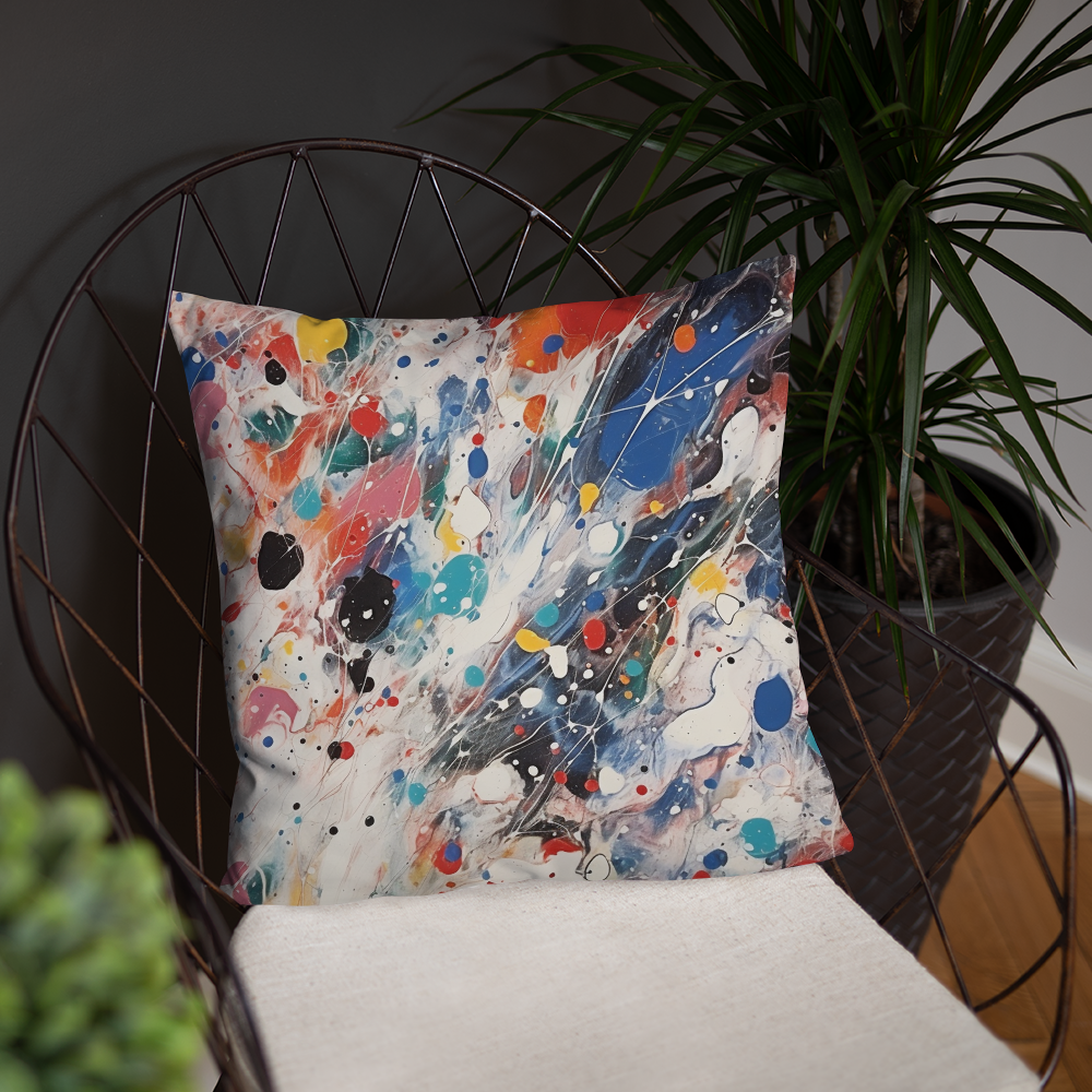 Abstract Throw Pillow Vibrant Aerial Splatter Polyester Decorative Cushion 18x18