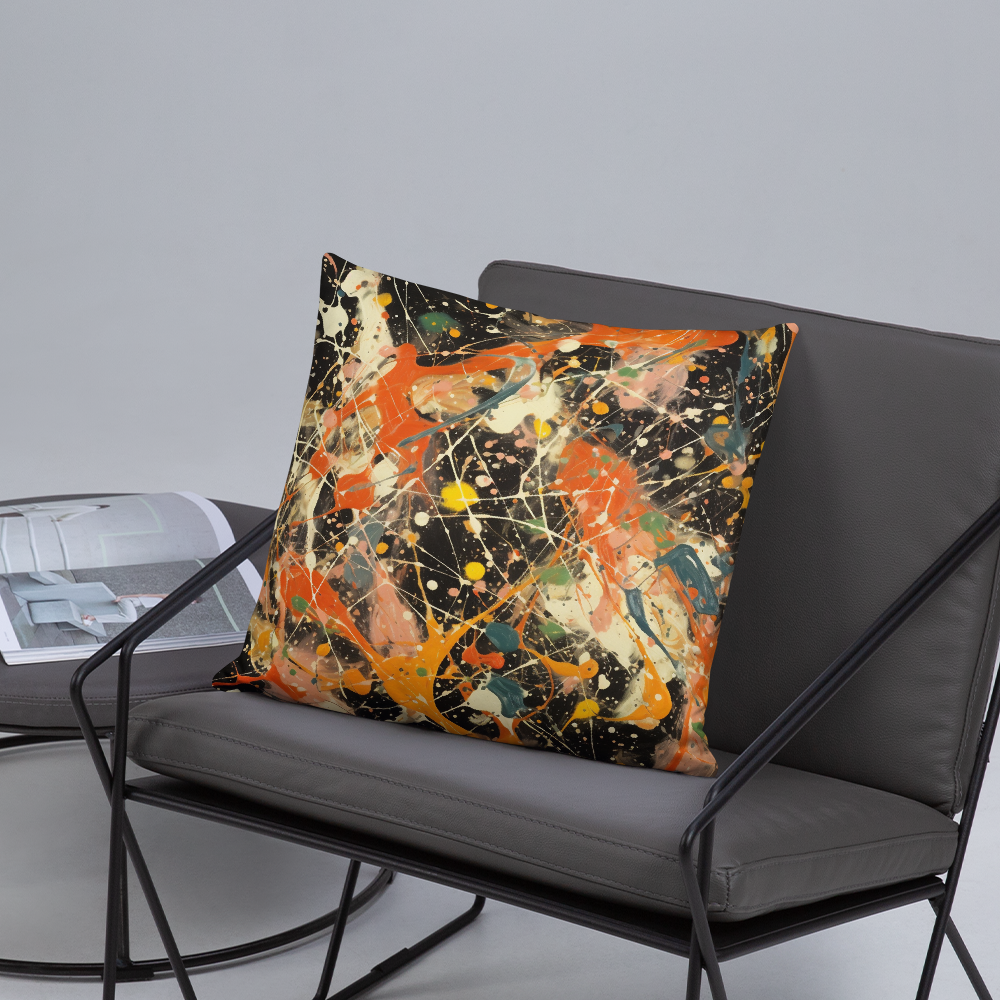 Abstract Throw Pillow Playful Splats Hard-Edge Polyester Decorative Cushion 18x18