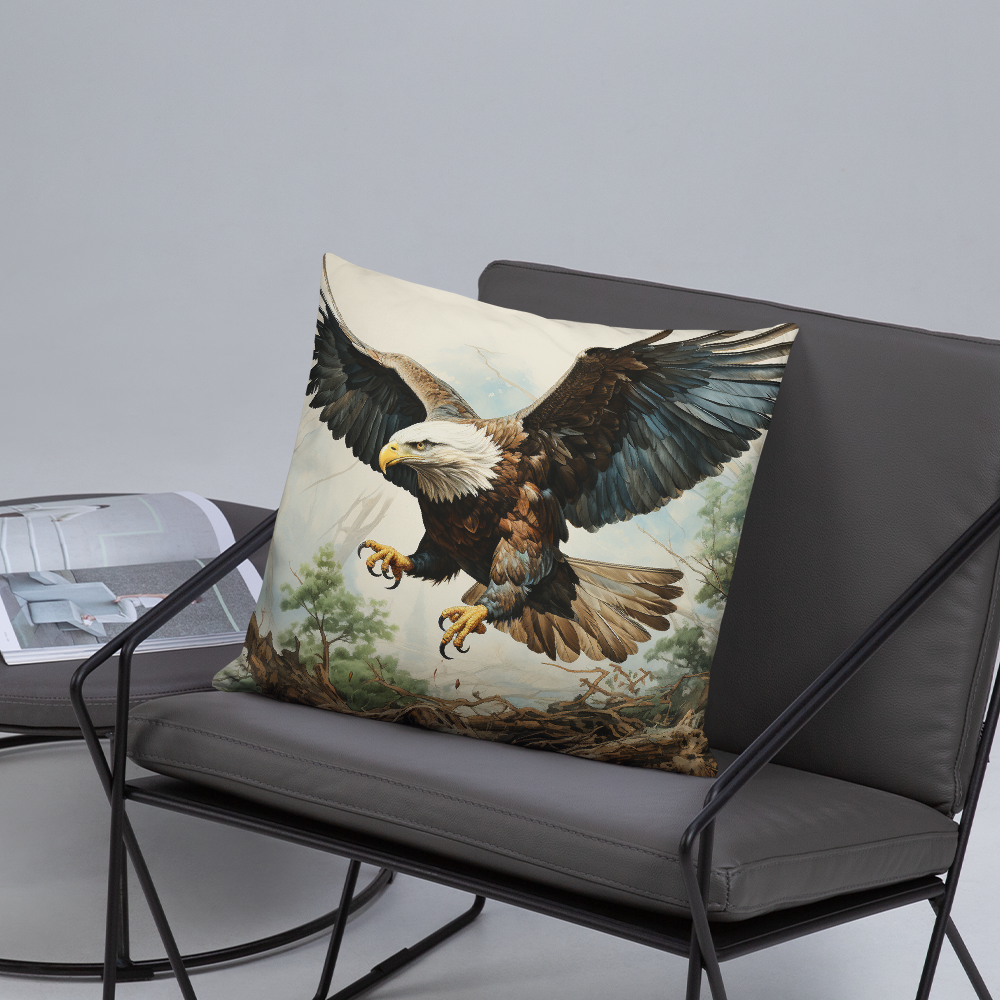 Bird Throw Pillow Colorful Majestic Eagle Polyester Decorative Cushion 18x18