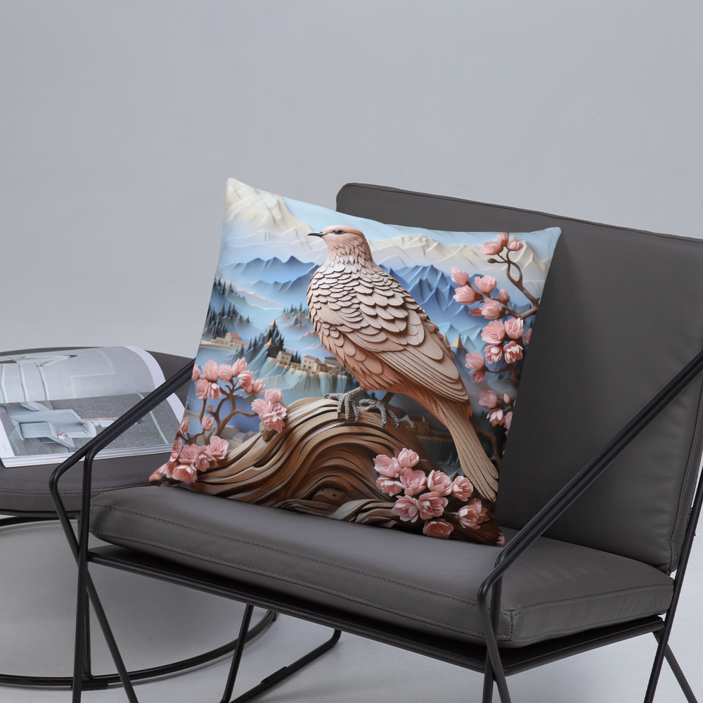 Bird Throw Pillow Peaceful Dove Serenity Polyester Decorative Cushion 18x18