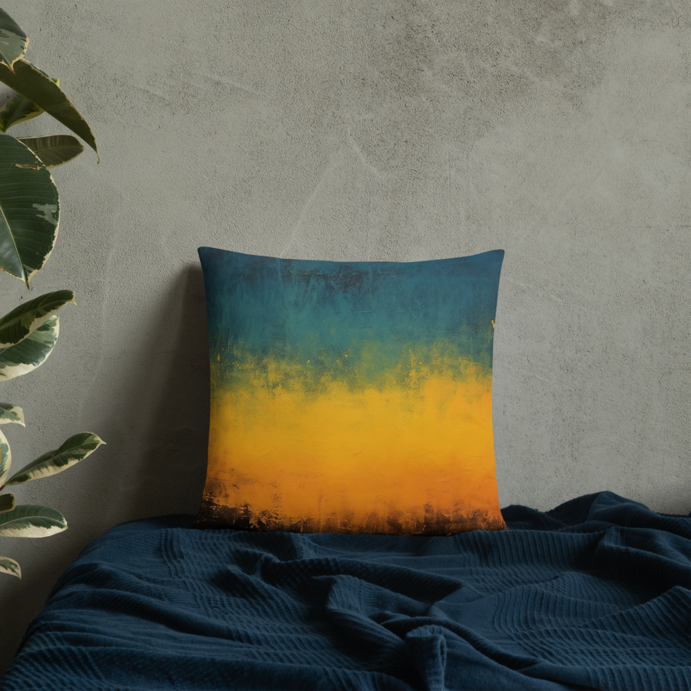 Abstract Throw Pillow Emotive Sunset Color Field Polyester Decorative Cushion 18x18