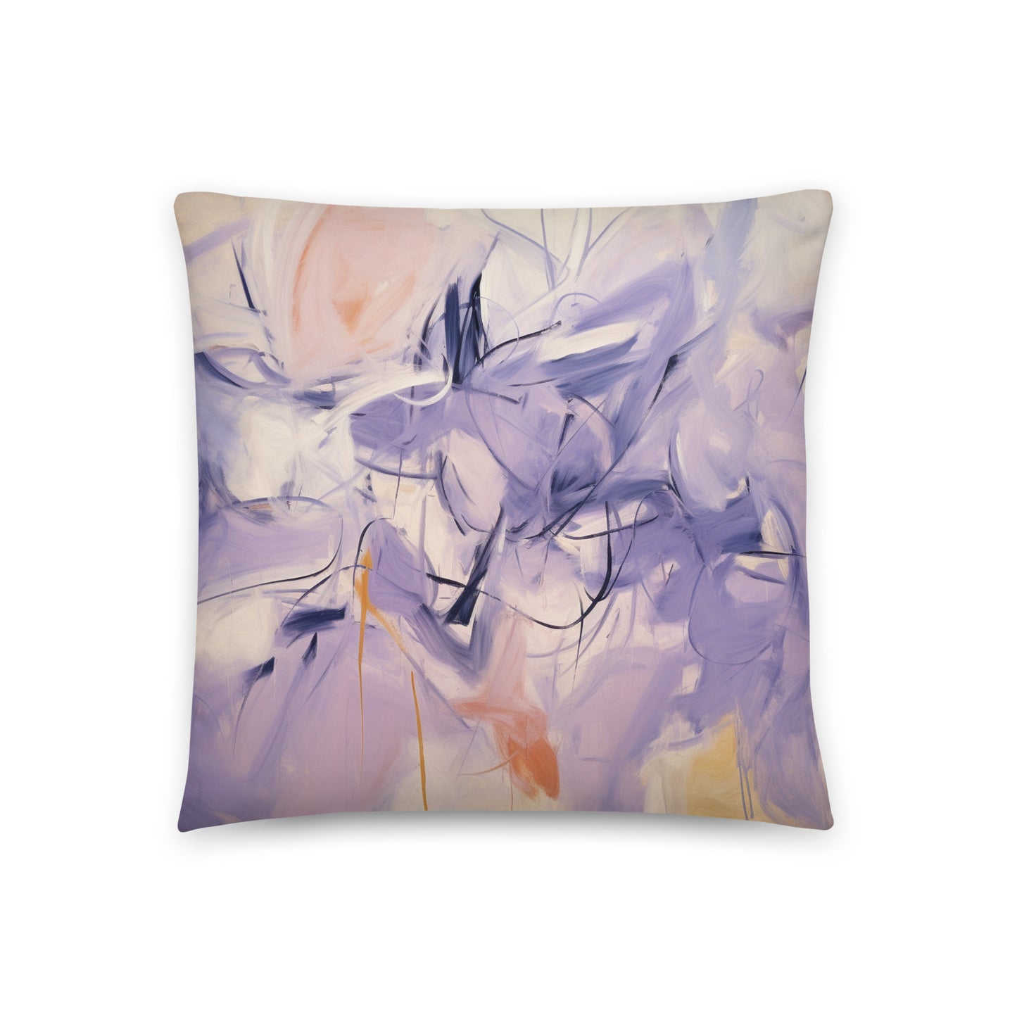 Abstract Throw Pillow Energetic Lavender Expressionist Decorative Cushion 18x18