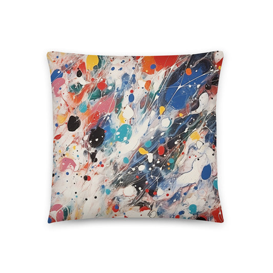 Abstract Throw Pillow Vibrant Aerial Splatter Polyester Decorative Cushion 18x18