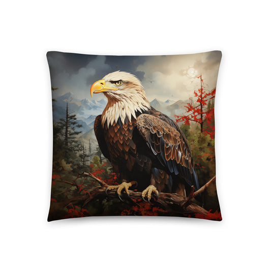 Bird Throw Pillow Majestic Perched Eagle Polyester Decorative Cushion 18x18