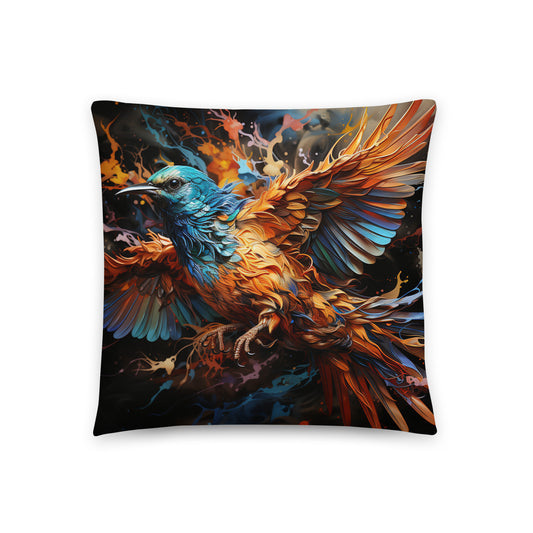 Bird Throw Pillow Spray Painted Flight Polyester Decorative Cushion 18x18
