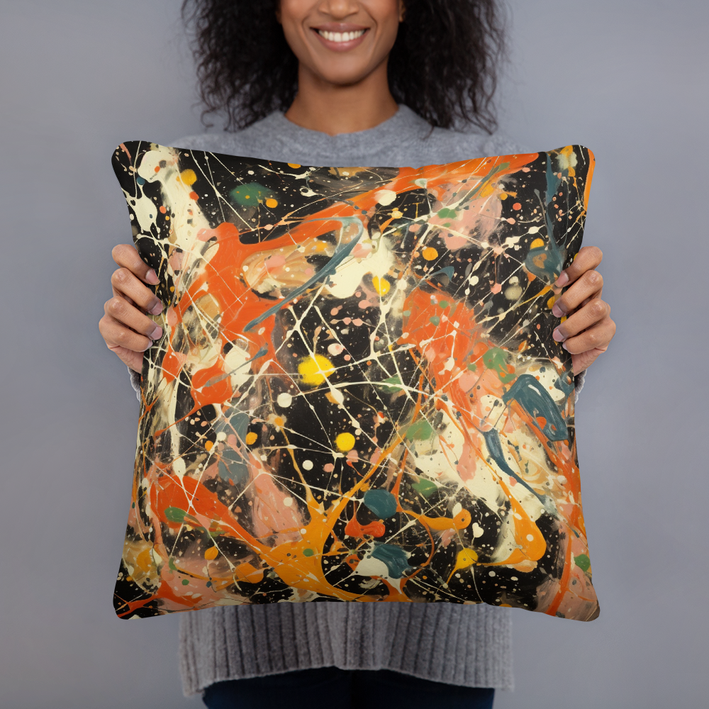 Abstract Throw Pillow Playful Splats Hard-Edge Polyester Decorative Cushion 18x18