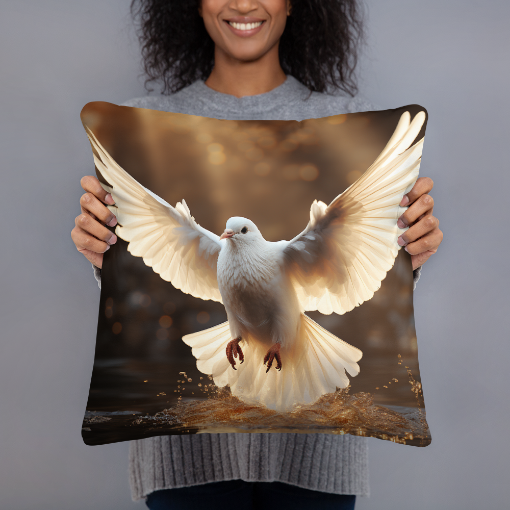 Bird Throw Pillow Peaceful Dove Flight Polyester Decorative Cushion 18x18