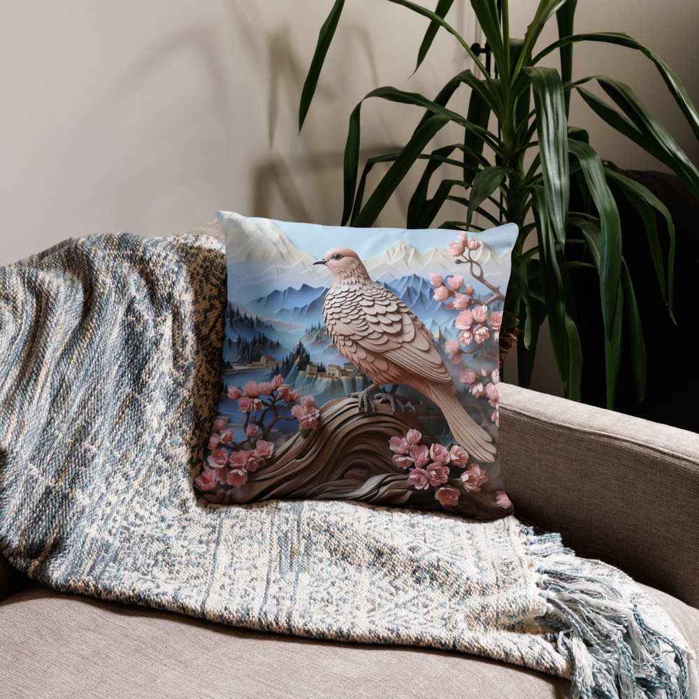 Bird Throw Pillow Peaceful Dove Serenity Polyester Decorative Cushion 18x18