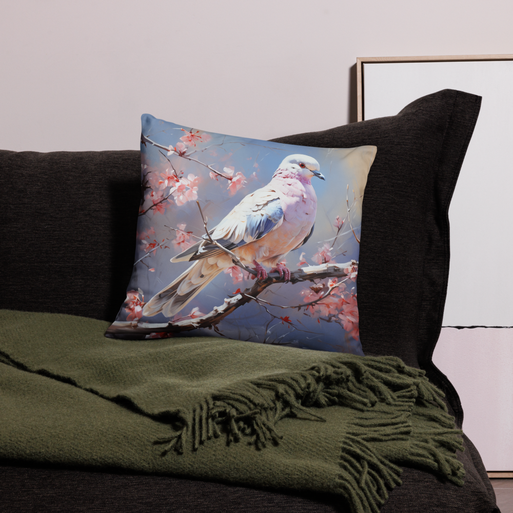 Bird Throw Pillow Tranquil Dove Harmony Polyester Decorative Cushion 18x18