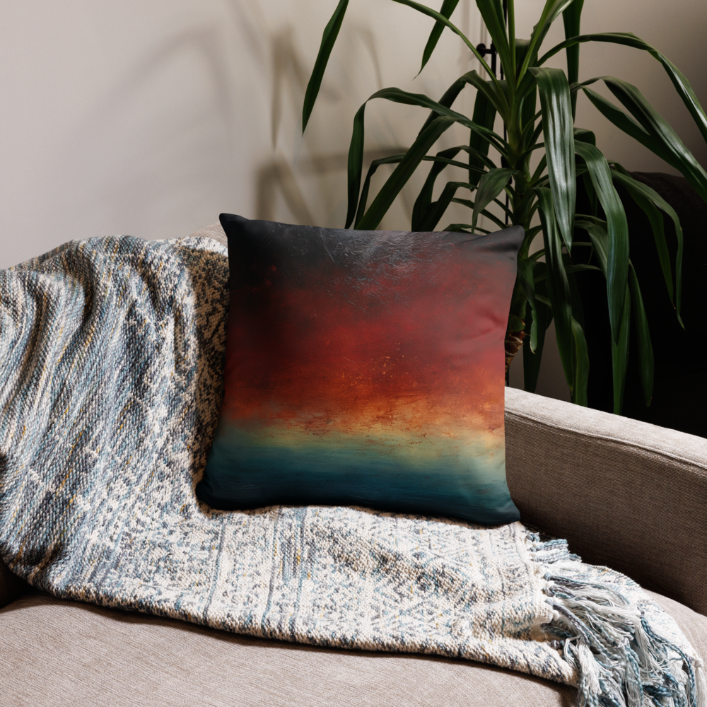 Abstract Throw Pillow Emotive Tonalist Seascape Polyester Decorative Cushion 18x18