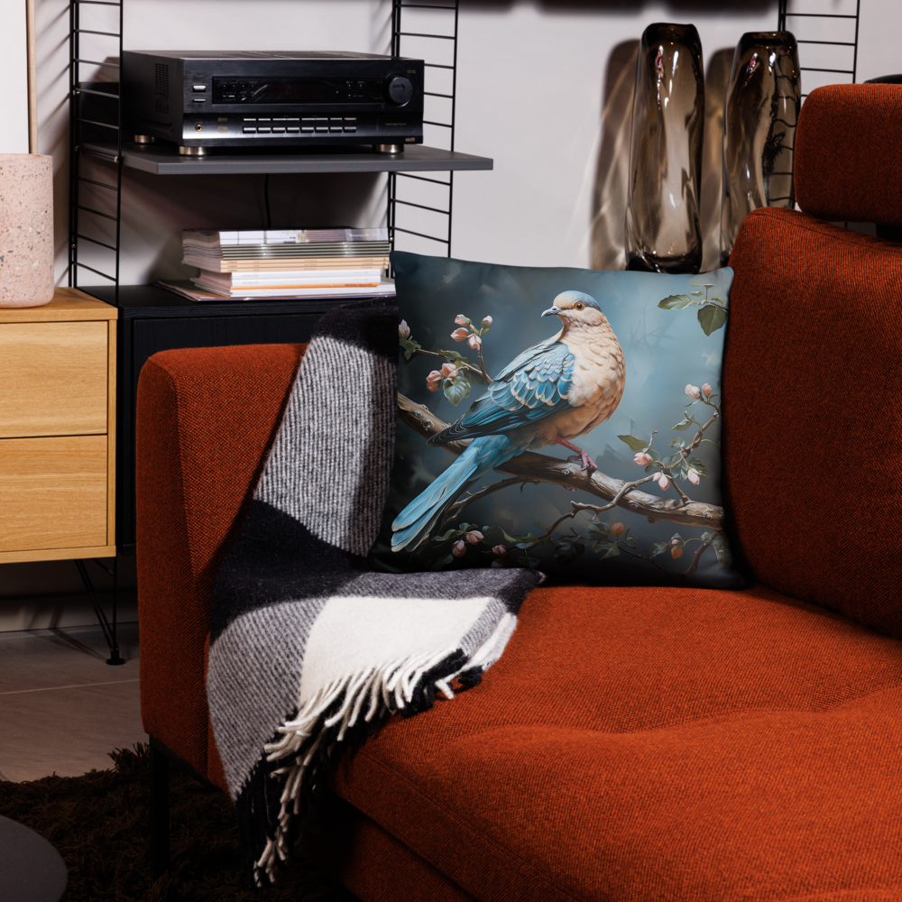 Bird Throw Pillow Serene Dove Harmony Polyester Decorative Cushion 18x18