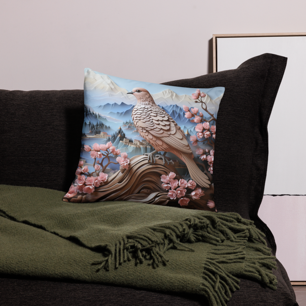 Bird Throw Pillow Peaceful Dove Serenity Polyester Decorative Cushion 18x18