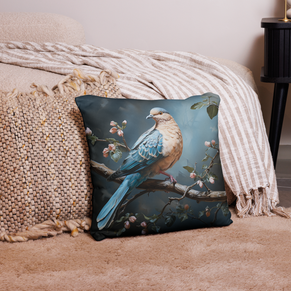 Bird Throw Pillow Serene Dove Harmony Polyester Decorative Cushion 18x18