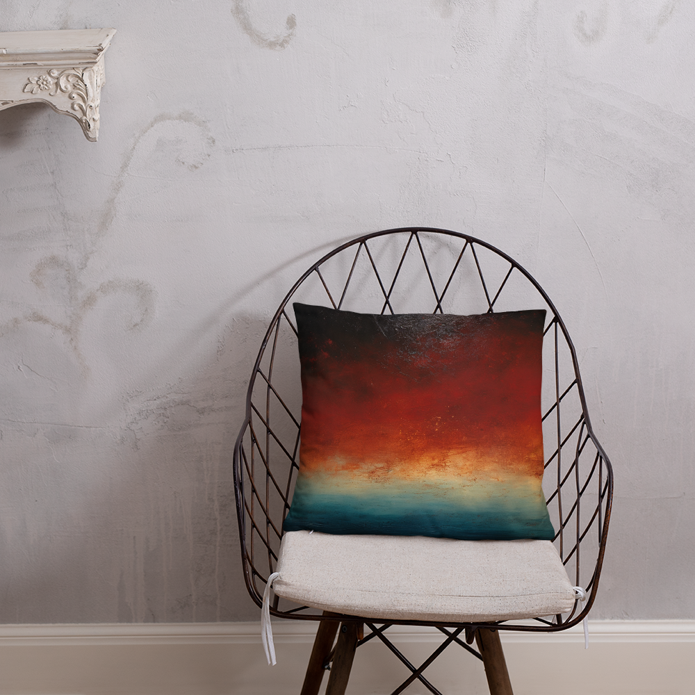 Abstract Throw Pillow Emotive Tonalist Seascape Polyester Decorative Cushion 18x18