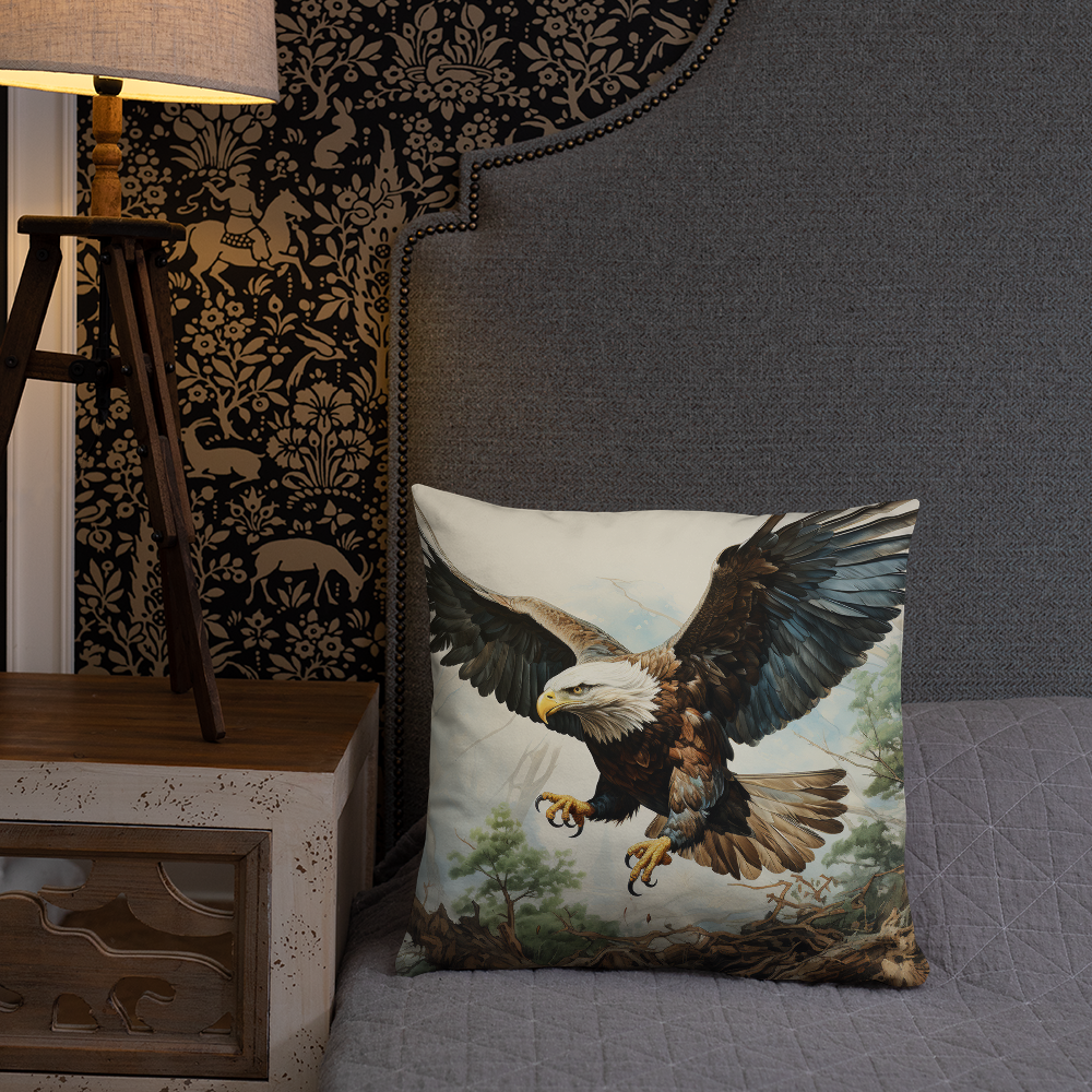 Bird Throw Pillow Colorful Majestic Eagle Polyester Decorative Cushion 18x18
