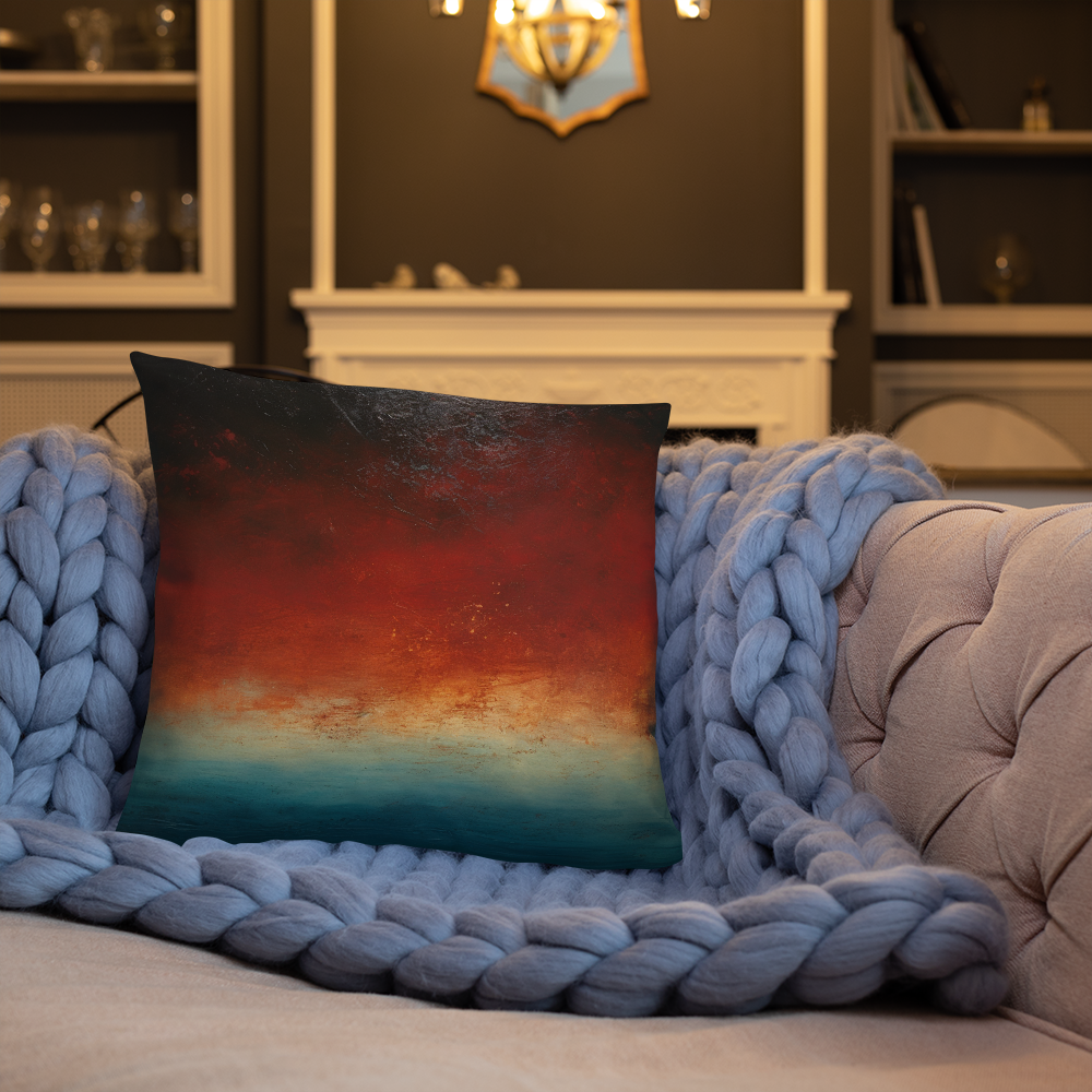 Abstract Throw Pillow Emotive Tonalist Seascape Polyester Decorative Cushion 18x18