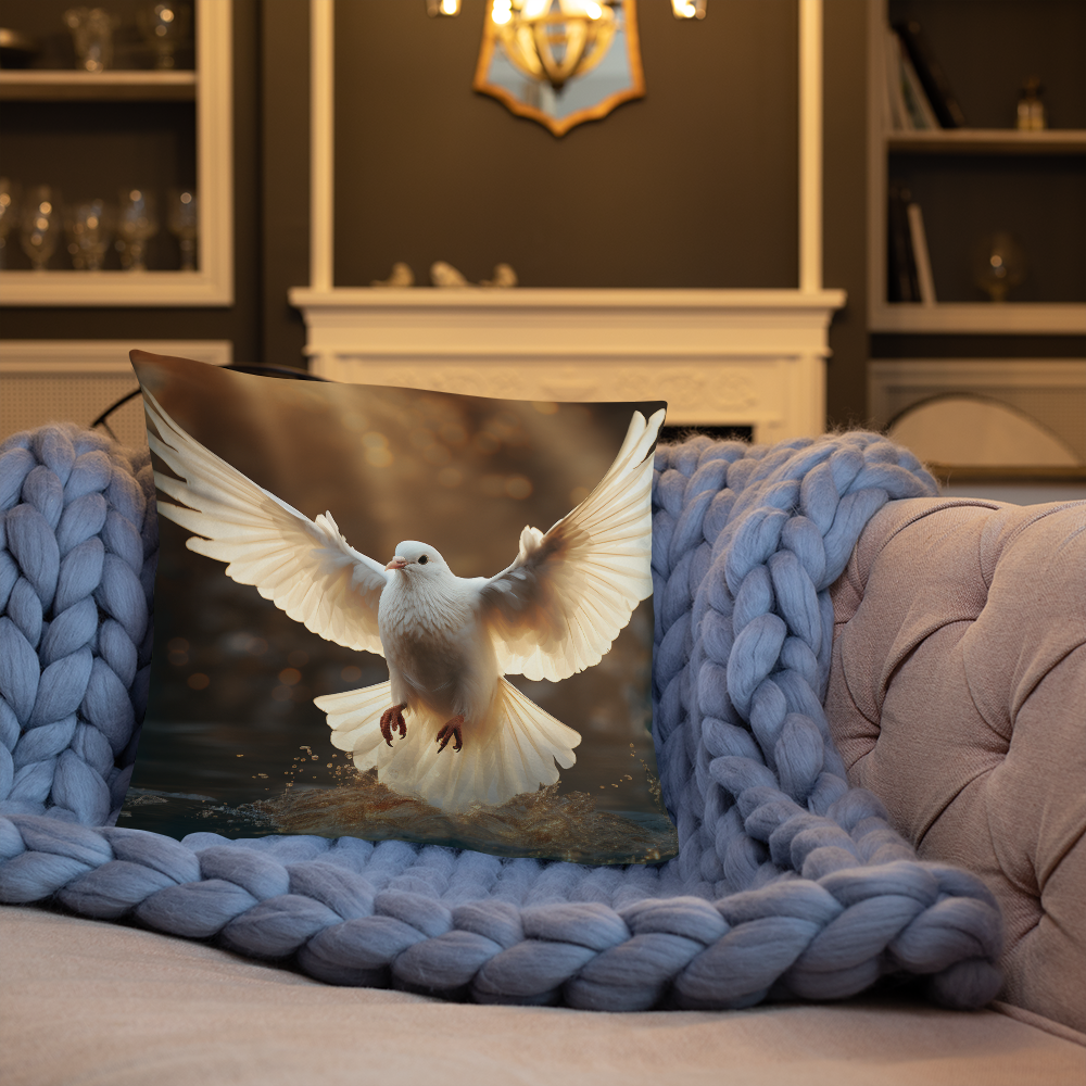 Bird Throw Pillow Peaceful Dove Flight Polyester Decorative Cushion 18x18