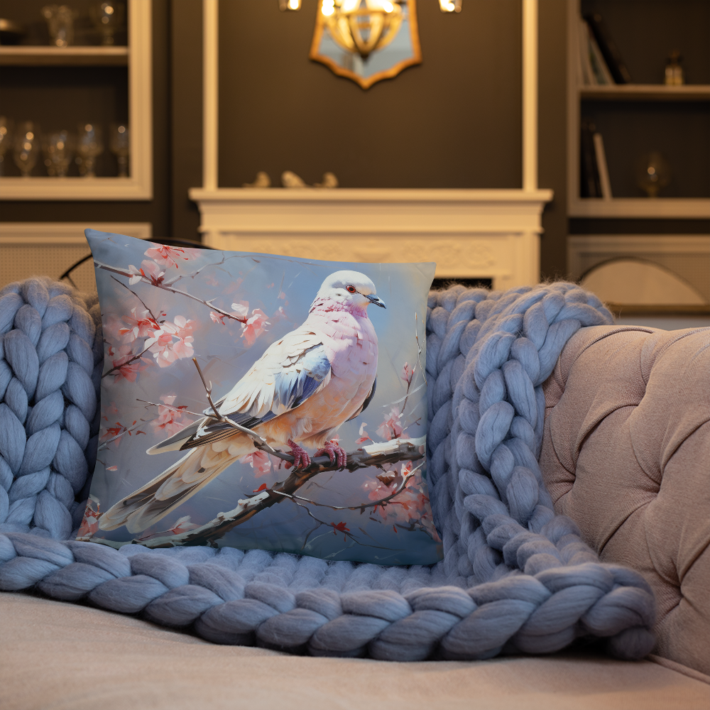 Bird Throw Pillow Tranquil Dove Harmony Polyester Decorative Cushion 18x18