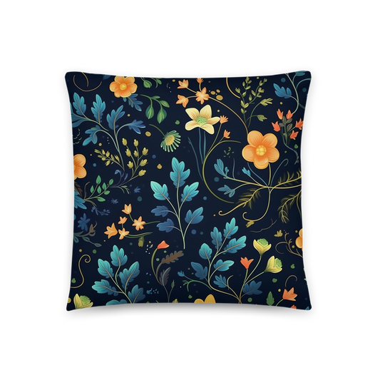 Floral Throw Pillow Elegant Evening Polyester Decorative Cushion 18x18