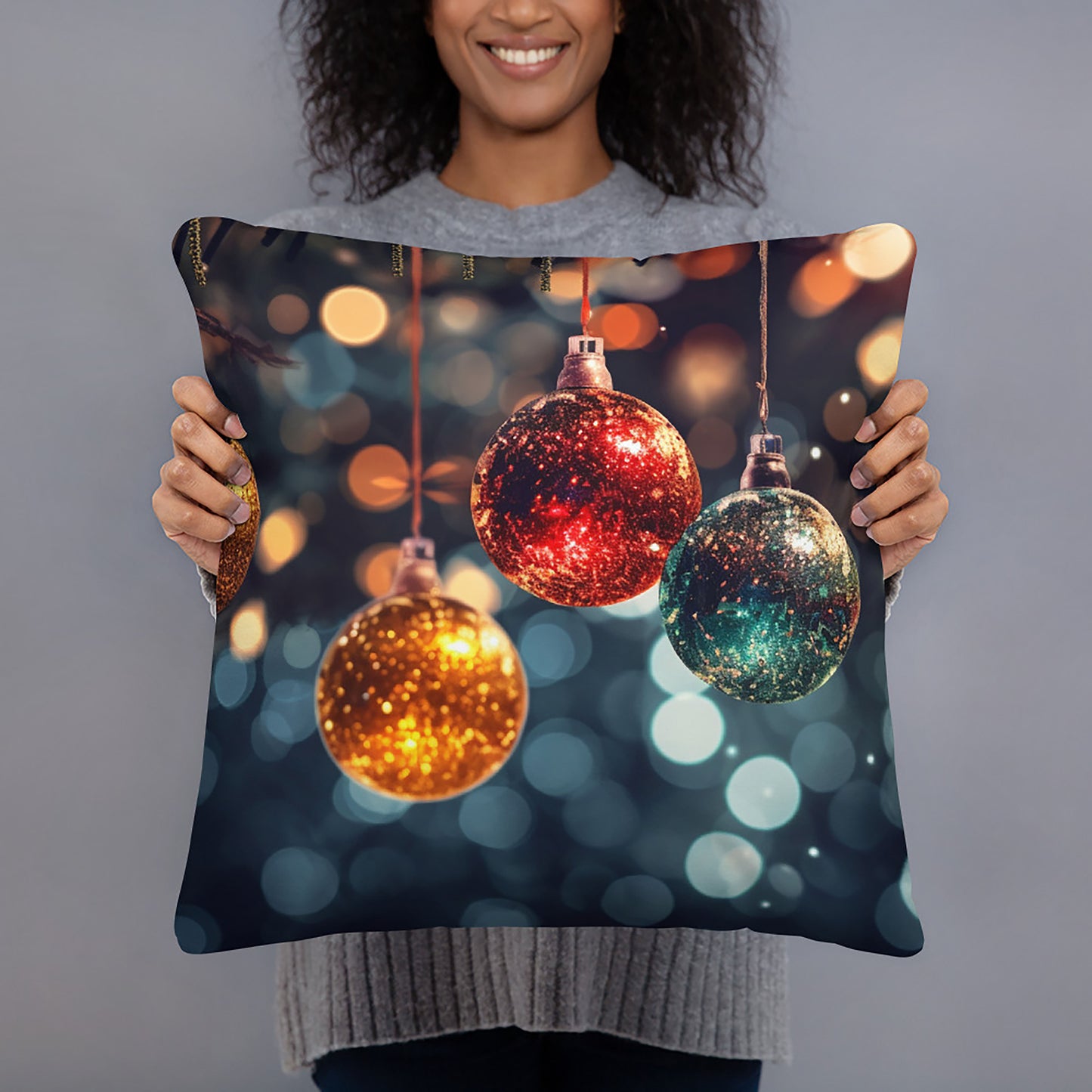 Christmas Throw Pillow Ornament Sparkle Polyester Decorative Cushion 18x18
