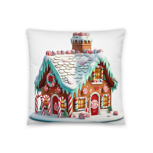 Christmas Throw Pillow Enchanting Gingerbread Haven Polyester Decorative Cushion 18x18