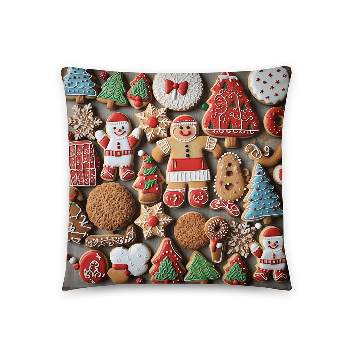 Christmas Throw Pillow Festive Delights Cookies Polyester Decorative Cushion 18x18
