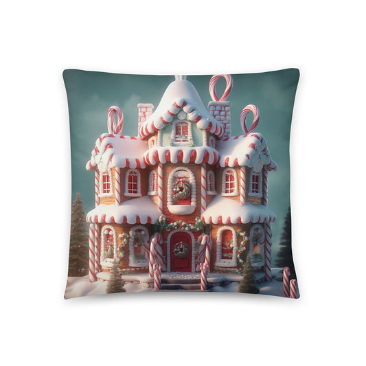 Christmas Throw Pillow Gingerbread Dream Delight Polyester Decorative Cushion 18x18