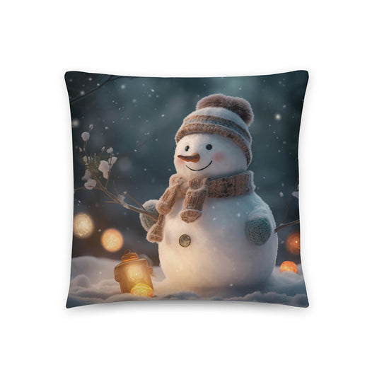 Christmas Throw Pillow Winter Wonderland Snowman Polyester Decorative Cushion 18x18