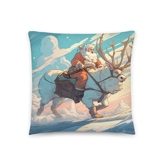 Christmas Throw Pillow Santa's Morning Ride Polyester Decorative Cushion 18x18