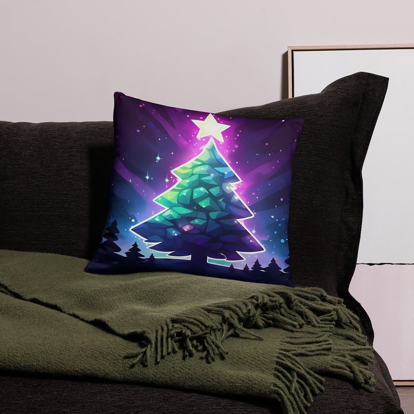 Christmas Throw Pillow Stellar Quest Polyester Decorative Cushion 18x18