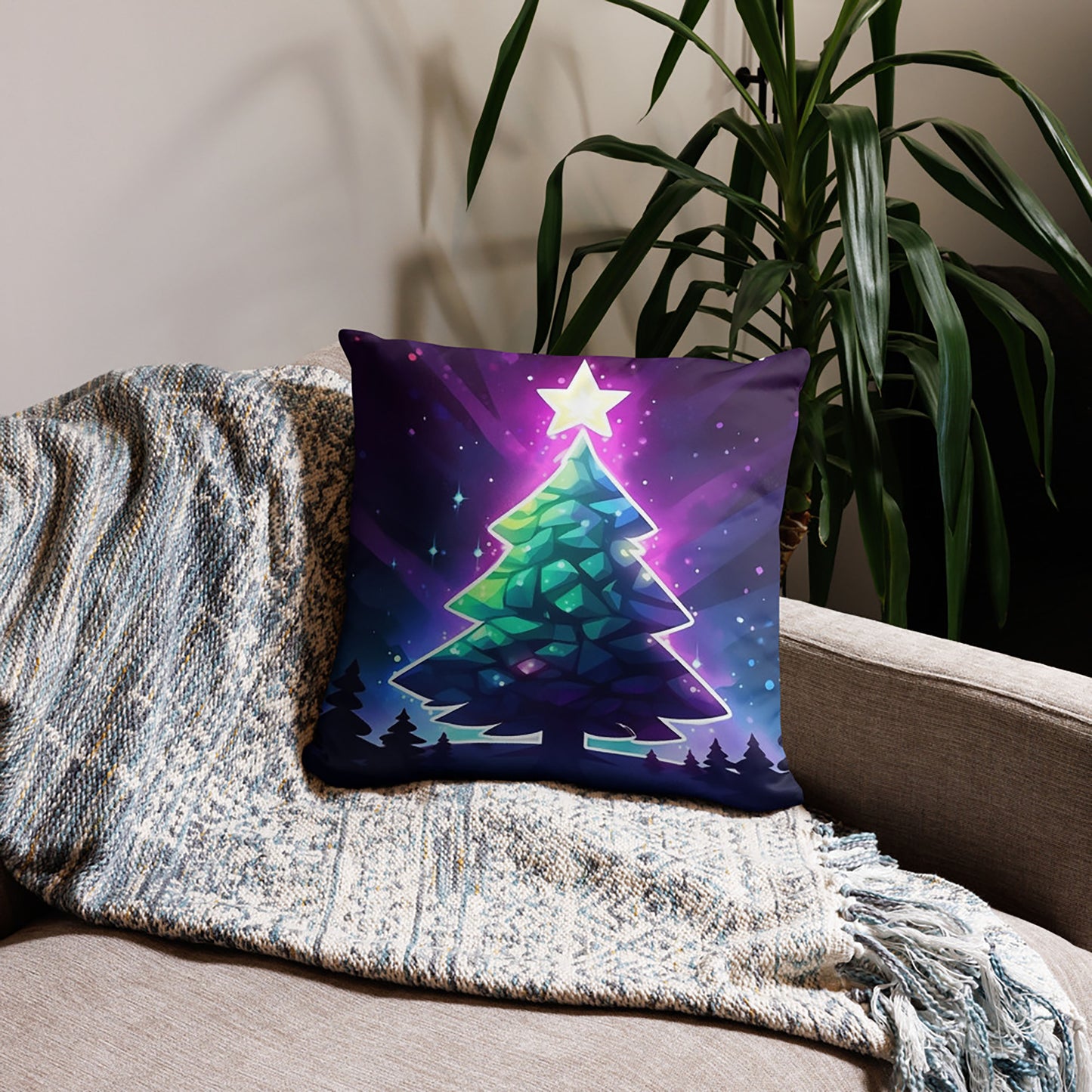 Christmas Throw Pillow Stellar Quest Polyester Decorative Cushion 18x18