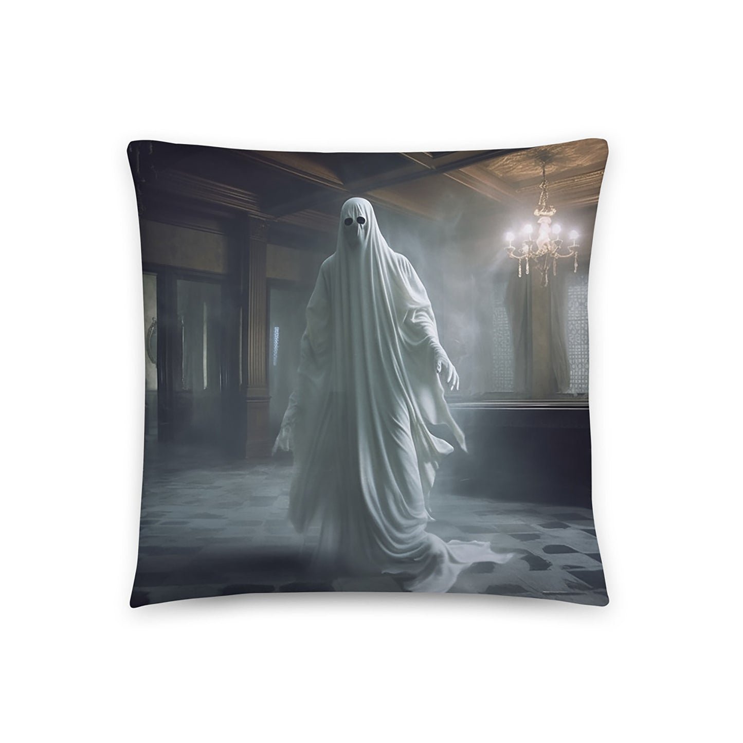 Halloween Throw Pillow Ghostly Apparition Polyester Decorative Cushion 18x18