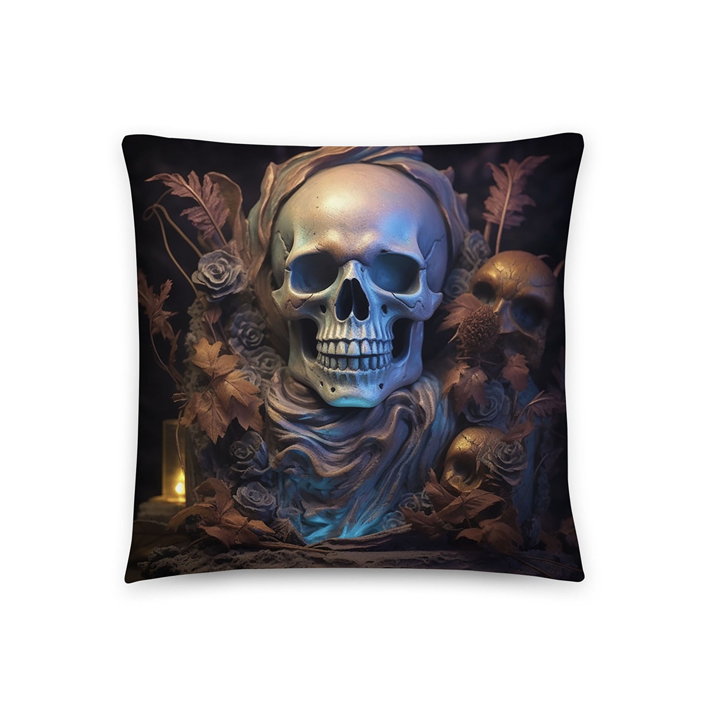 Halloween Throw Pillow Luminous Skull Statue Polyester Decorative Cushion 18x18