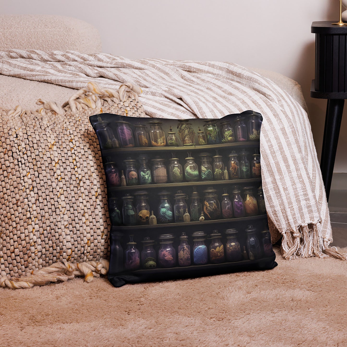 Halloween Throw Pillow Magical Potions Array Polyester Decorative Cushion 18x18