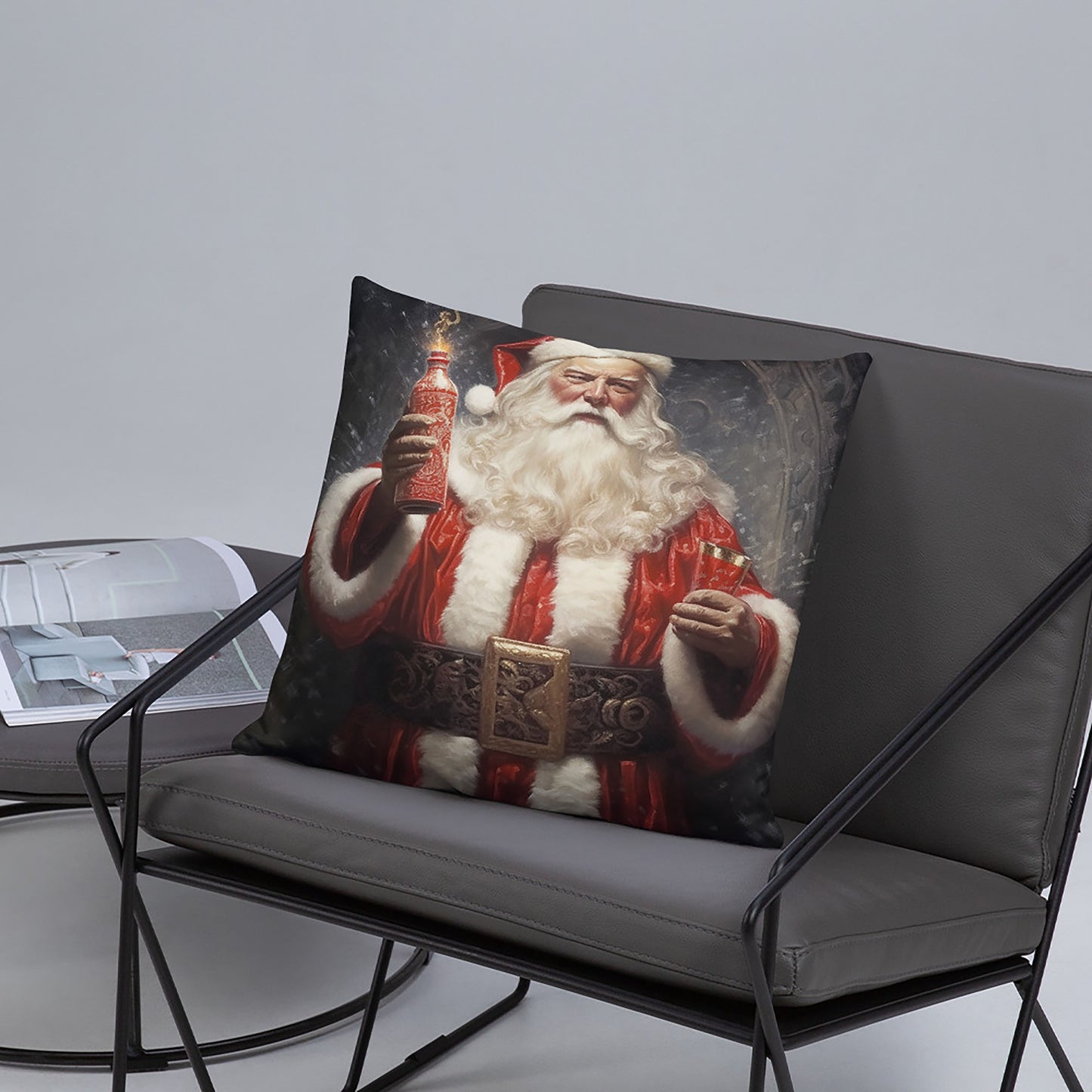 Christmas Throw Pillow Santas Toast Polyester Decorative Cushion 18x18