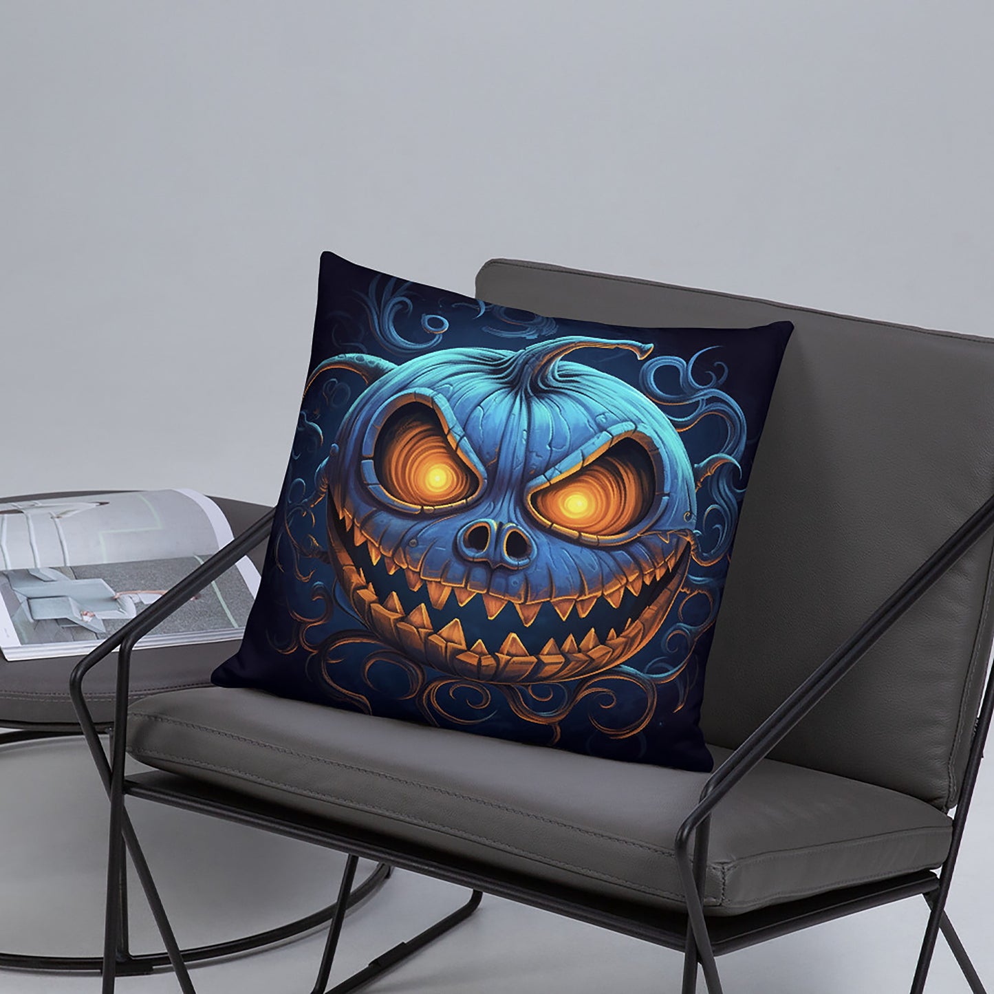 Halloween Throw Pillow Spooky Pumpkin Polyester Decorative Cushion 18x18
