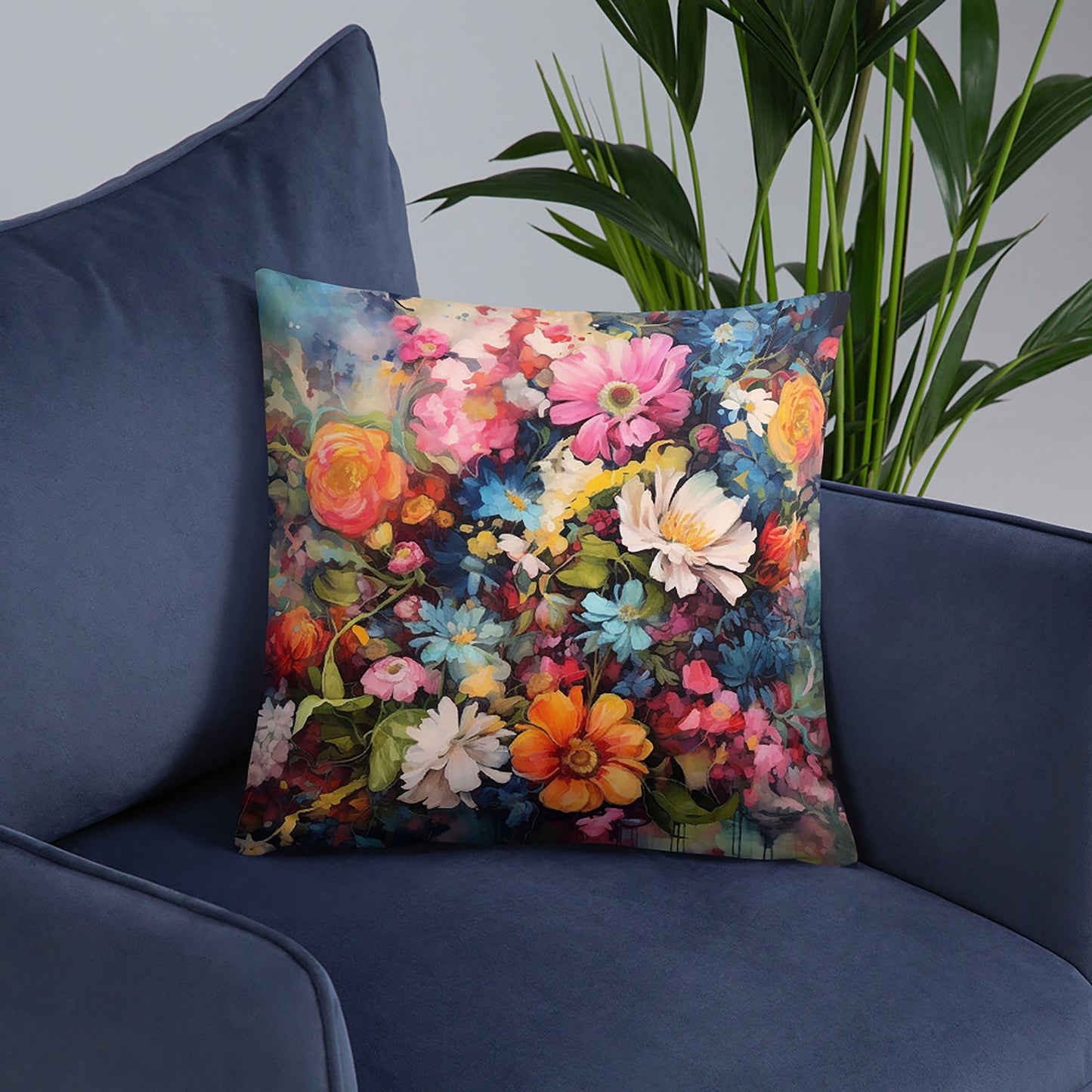Floral Throw Pillow Euphoria Artistic Polyester Decorative Cushion 18x18